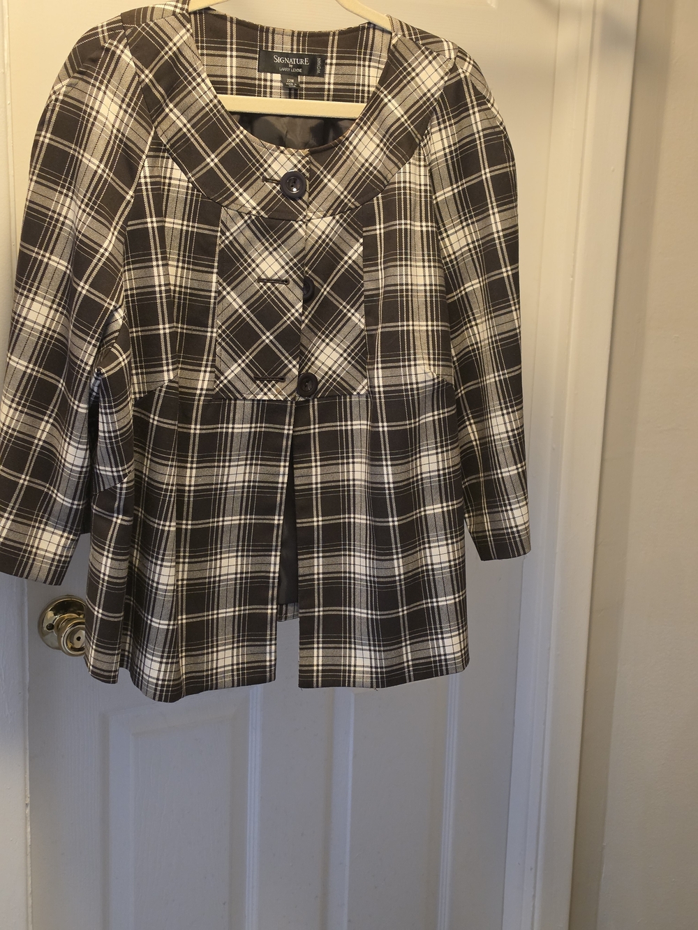 Signature Plaid Button-Front Coat in Brown & Cream